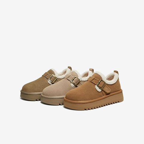 百思图2025冬季新款毛毛鞋时尚休闲加绒厚底女鞋N8079DM5