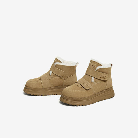 百思图2025冬季新款雪地靴时尚户外休闲保暖女短靴WW378DD5