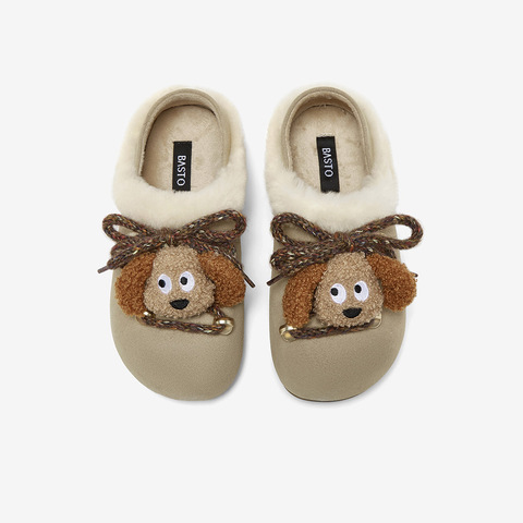 百思图2025冬季新款商场同款勃肯鞋复古加绒保暖女单鞋6710DM5