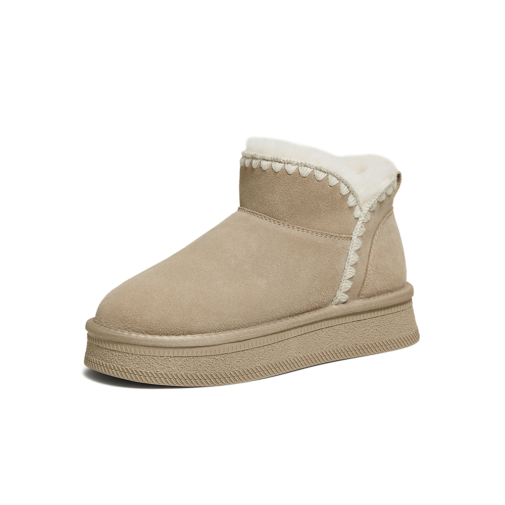 百思图2025冬季新款雪地靴时尚户外休闲保暖女短靴N8091DD5