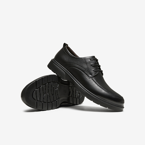 百思图2025春季新款简约商务通勤平跟圆头男休闲皮鞋30265AM5