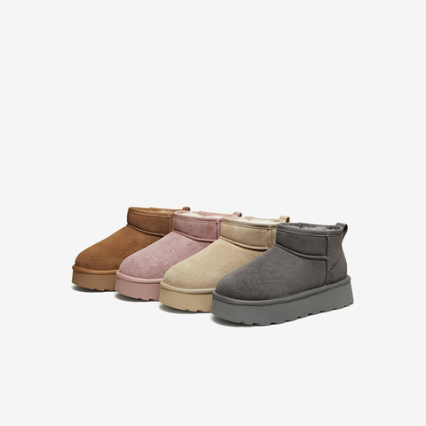 百思图2025冬季新款雪地靴简约户外运动休闲女短靴L2081DD5