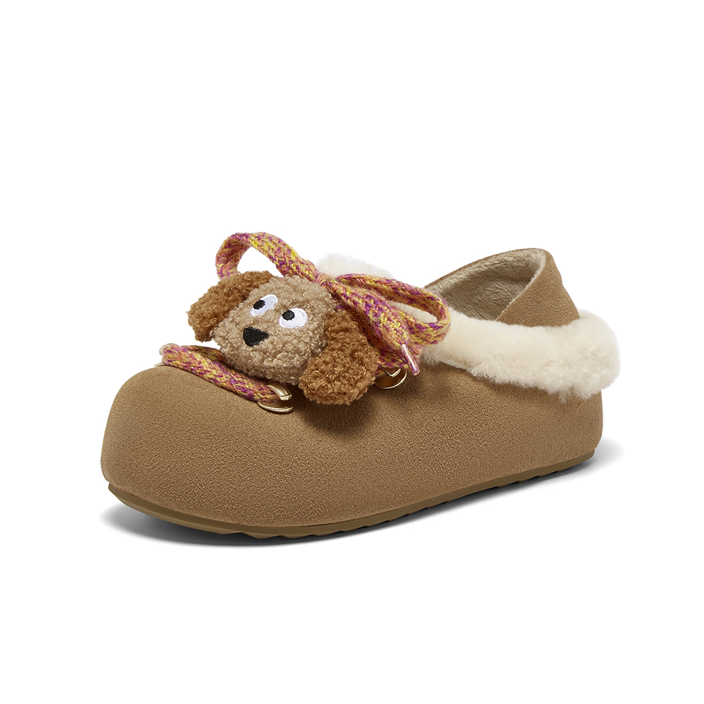 百思图2025冬季新款商场同款勃肯鞋复古加绒保暖女单鞋6710DM5