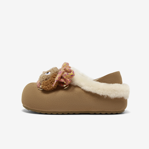 百思图2025冬季新款商场同款勃肯鞋复古加绒保暖女单鞋6710DM5