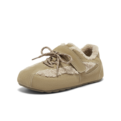 百思图2025冬季新款德训鞋时尚复古加绒保暖女休闲鞋D3607DM5