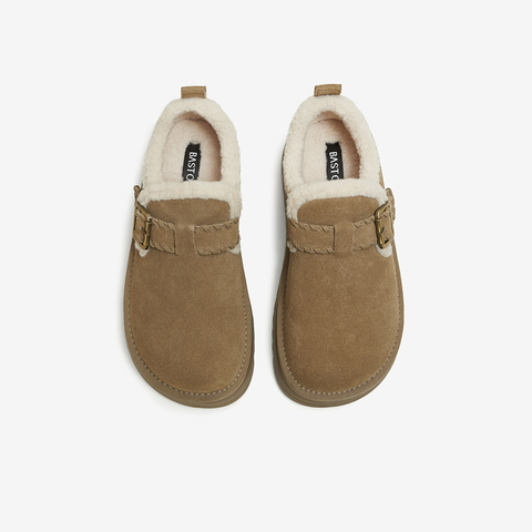 百思图2025冬季新款毛毛鞋时尚休闲加绒厚底女鞋N8079DM5