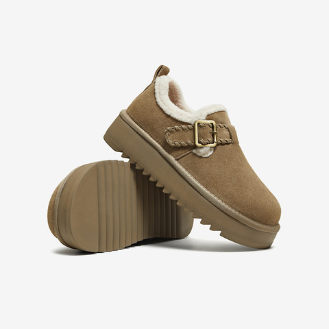 百思图2025冬季新款毛毛鞋时尚休闲加绒厚底女鞋N8079DM5