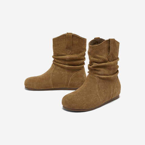 百思图2025冬季新款商场同款西部靴时尚简约女中靴D3390DZ5