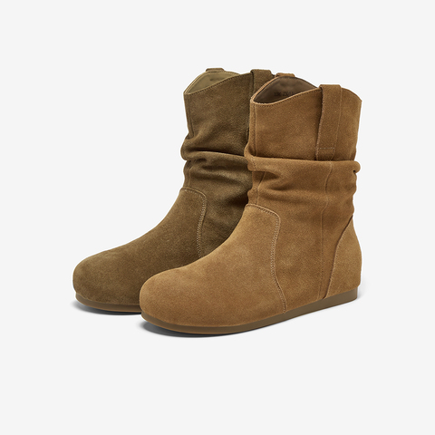 百思图2025冬季新款商场同款西部靴时尚简约女中靴D3390DZ5