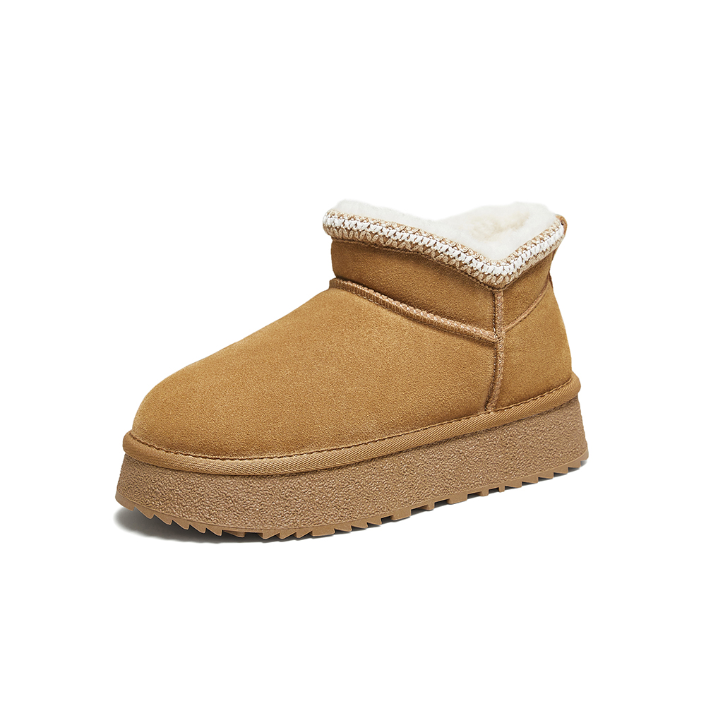 百思图2025冬季新款雪地靴时尚简约户外休闲女短靴L1128DD5