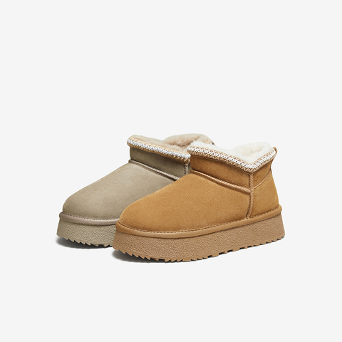 百思图2025冬季新款雪地靴时尚简约户外休闲女短靴L1128DD5