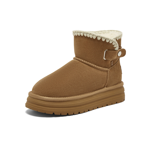 百思图2025冬季新款商场同款雪地靴时尚休闲女短靴J9352DD5