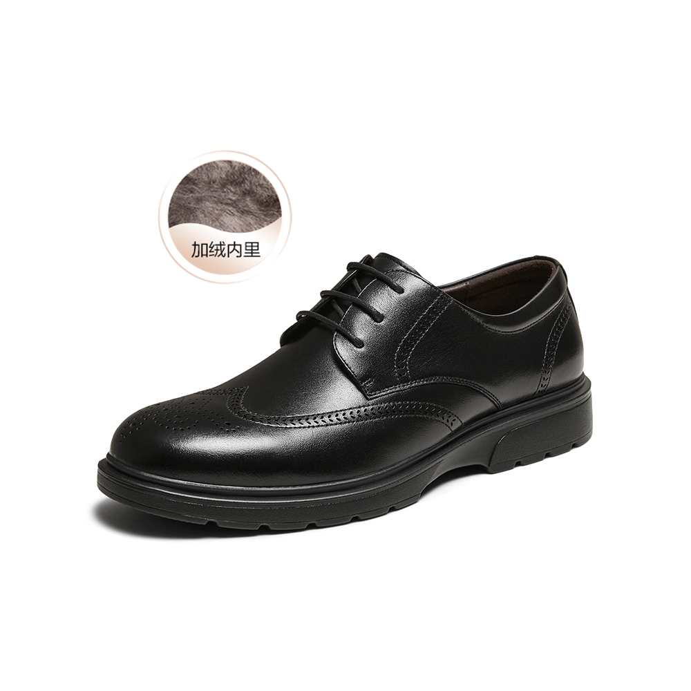 百思图2025春季新款简约时尚商务通勤平跟男正装皮鞋30269AM5