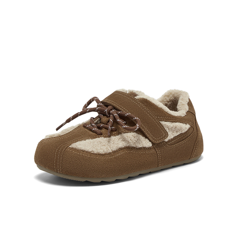 百思图2025冬季新款德训鞋时尚复古加绒保暖女休闲鞋D3607DM5