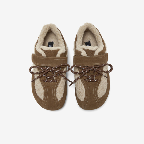 百思图2025冬季新款德训鞋时尚复古加绒保暖女休闲鞋D3607DM5