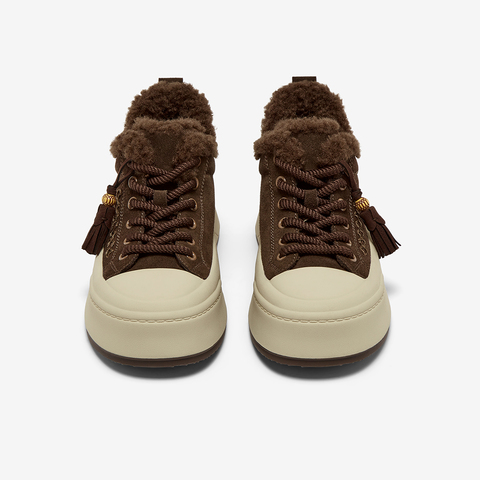 百思图2025冬季新款商场同款高帮板鞋时尚加绒女休闲鞋E8016DD5