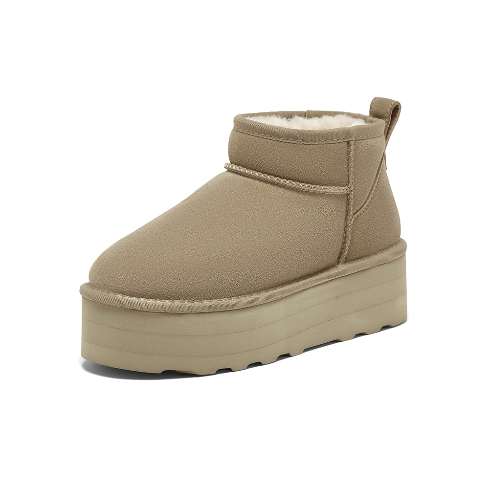 百思图2025冬季新款雪地靴时尚简约户外休闲女短靴N8095DD5