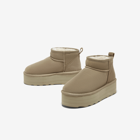 百思图2025冬季新款雪地靴时尚简约户外休闲女短靴N8095DD5