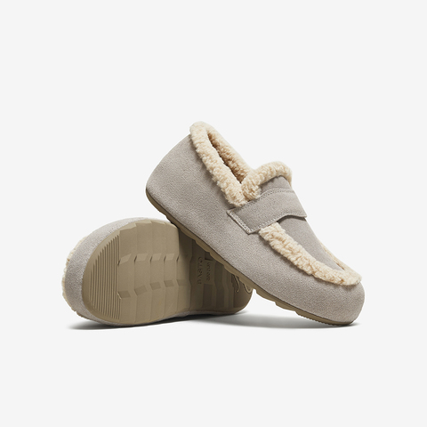 百思图2025冬季新款勃肯鞋时尚复古休闲加绒保暖女单鞋D3505DM5