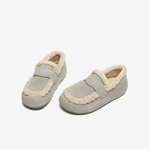 百思图2025冬季新款勃肯鞋时尚复古休闲加绒保暖女单鞋D3505DM5