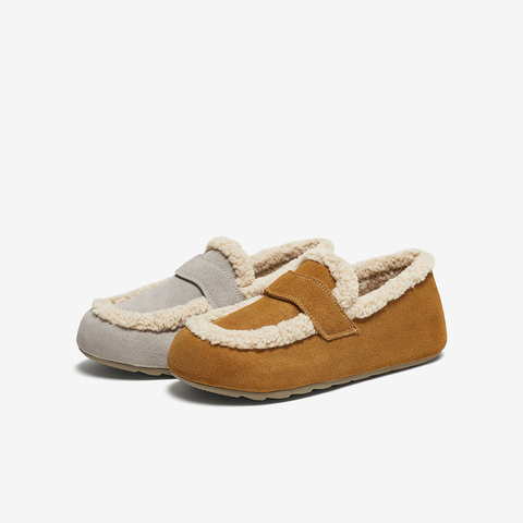 百思图2025冬季新款勃肯鞋时尚复古休闲加绒保暖女单鞋D3505DM5