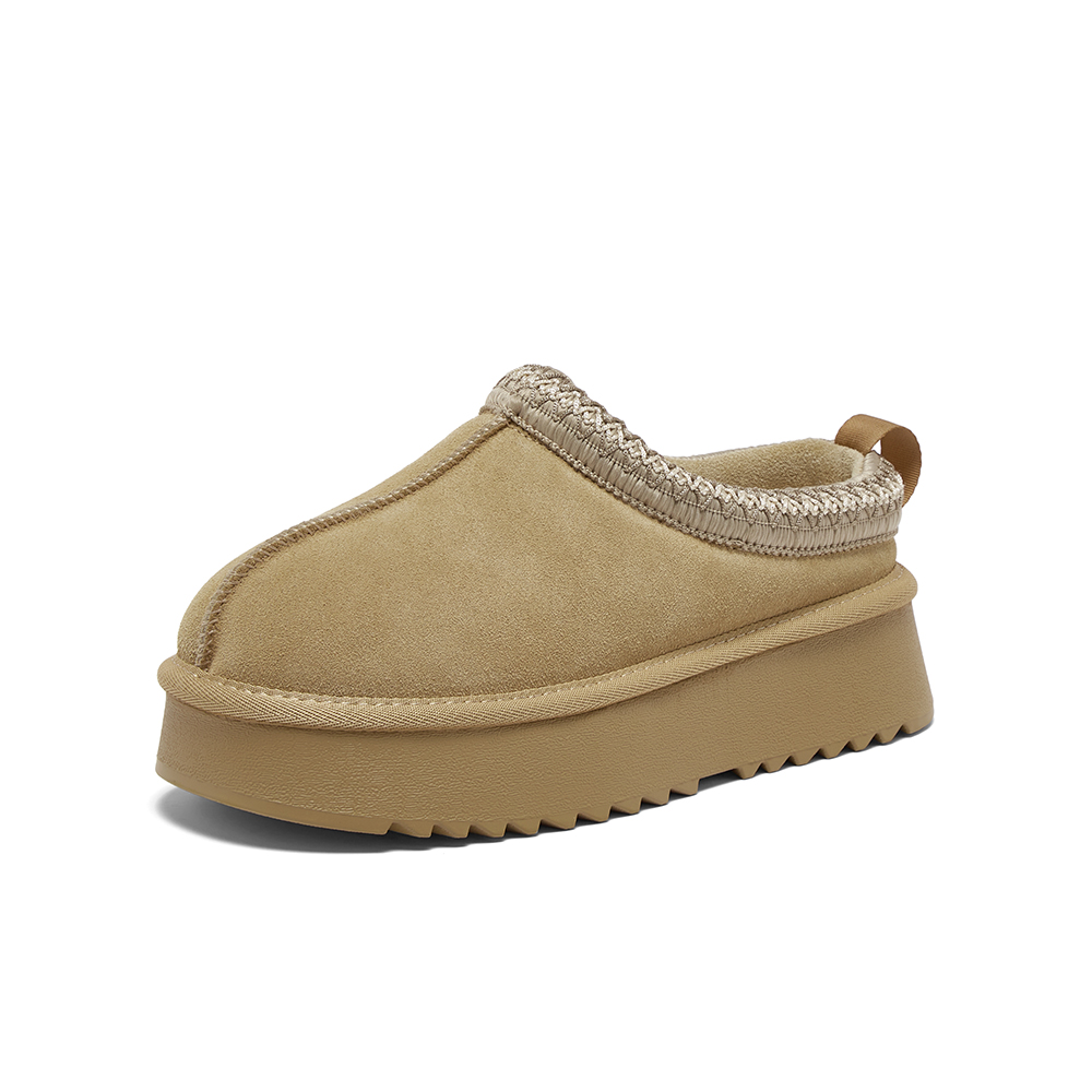 百思图2025冬季新款毛毛鞋时尚户外休闲加绒厚底女拖鞋DK807DM5