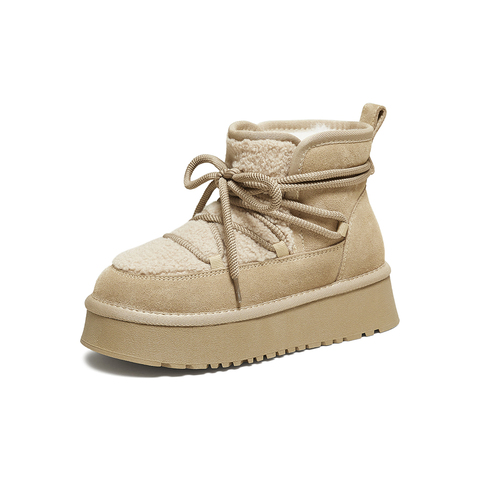 百思图2025冬季新款雪地靴时尚潮流户外休闲女短靴L8728DD5