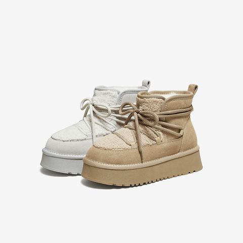 百思图2025冬季新款雪地靴时尚潮流户外休闲女短靴L8728DD5