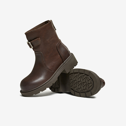 百思图2025冬季新款商场同款休闲靴时尚简约女短靴W8271DD5