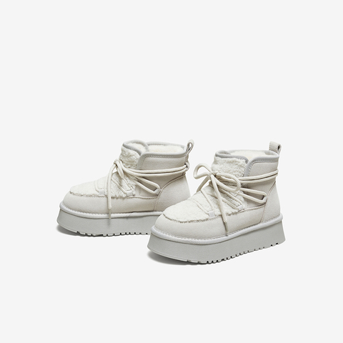 百思图2025冬季新款雪地靴时尚潮流户外休闲女短靴L8728DD5