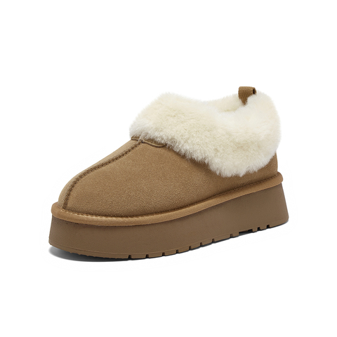 百思图2025冬季新款雪地靴时尚简约户外休闲厚底女短靴N8131DD5