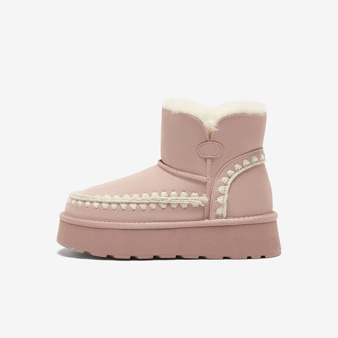 百思图2025冬季新款雪地靴时尚户外休闲运动女短靴L5928DD5