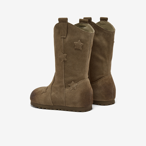 百思图2025冬季新款商场同款西部靴时尚户外简约女中靴W0731DZ5