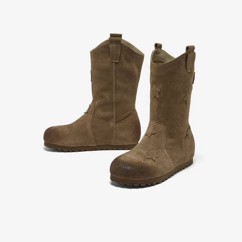 百思图2025冬季新款商场同款西部靴时尚户外简约女中靴W0731DZ5