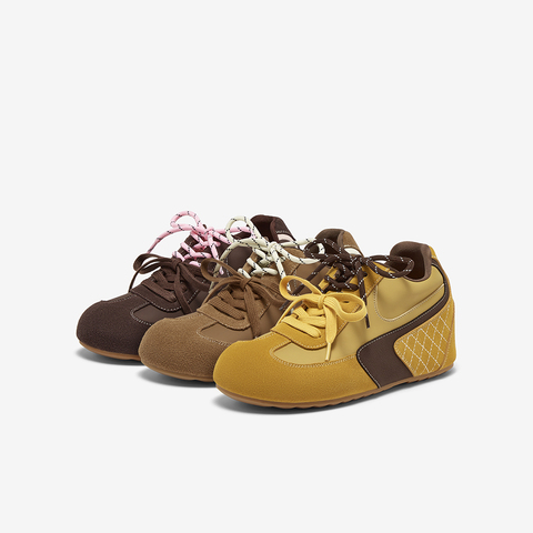 百思图2025秋季新款德训鞋时尚复古户外女休闲运动鞋A6650CM5