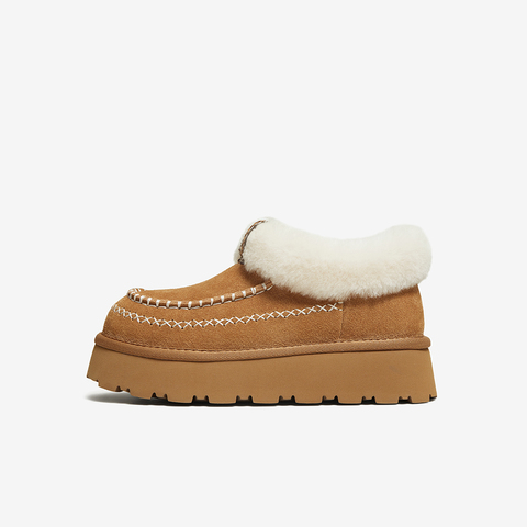 百思图2025冬季新款毛毛鞋时尚简约户外厚底加绒女休闲鞋L0928DD5