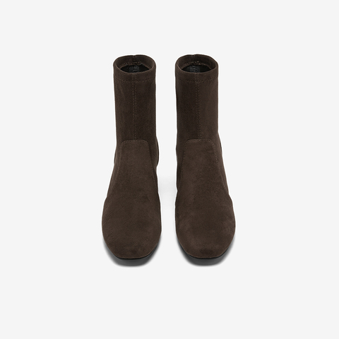 百思图2025冬季新款时装靴时尚简约通勤粗跟女短靴K5089DZ5