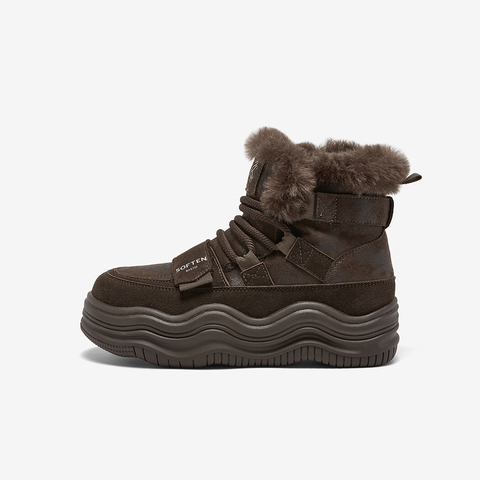 百思图2025冬季新款商场同款雪地靴时尚户外运动女短靴X5878DD5