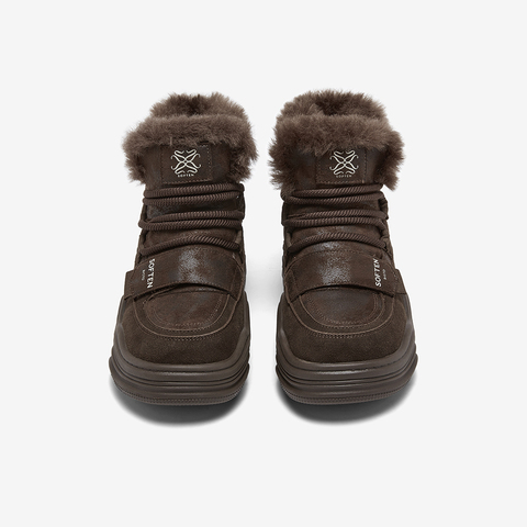 百思图2025冬季新款商场同款雪地靴时尚户外运动女短靴X5878DD5