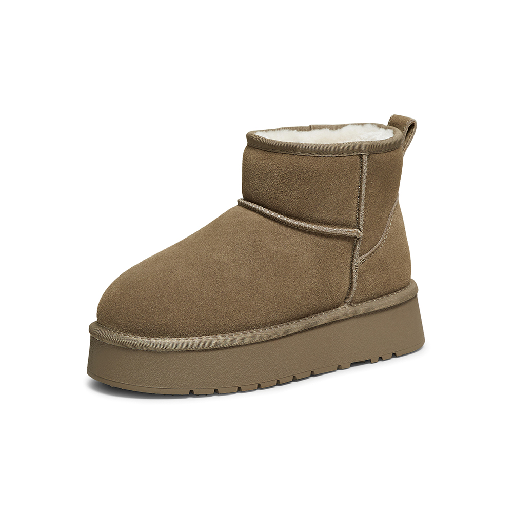 百思图2025冬季新款雪地靴时尚简约户外休闲女短靴)N8116DD5