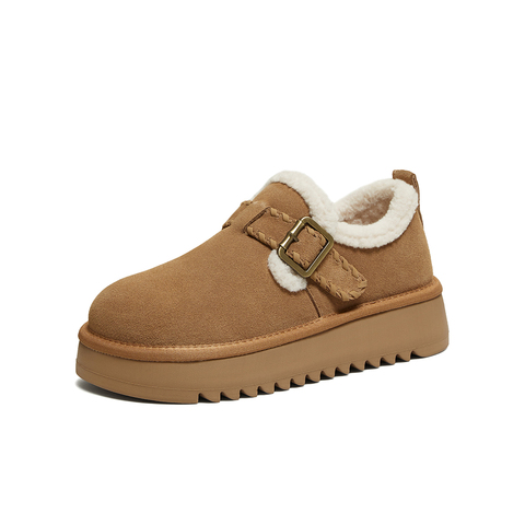 百思图2025冬季新款毛毛鞋时尚休闲加绒厚底女鞋N8079DM5