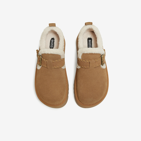 百思图2025冬季新款毛毛鞋时尚休闲加绒厚底女鞋N8079DM5