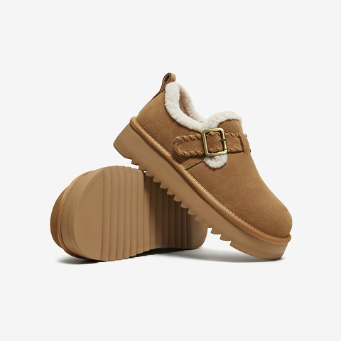 百思图2025冬季新款毛毛鞋时尚休闲加绒厚底女鞋N8079DM5