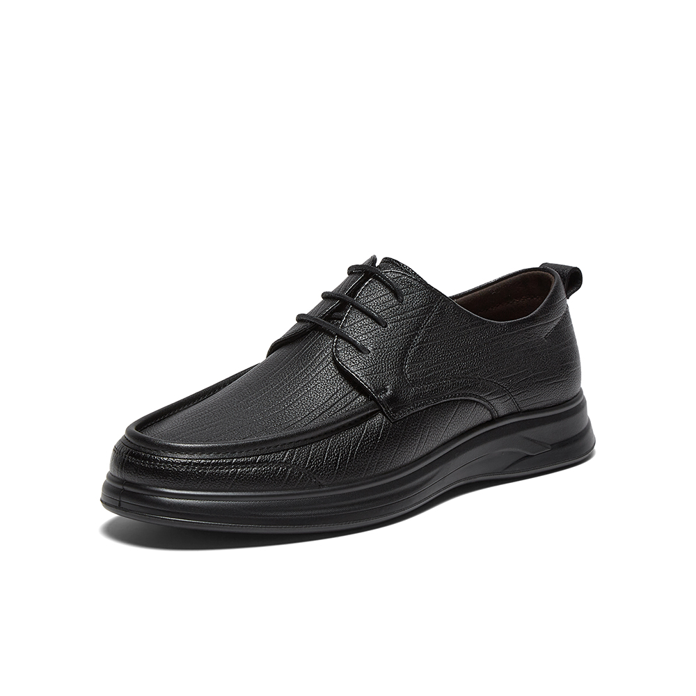 百思图2025秋季新款时尚简约商务通勤厚底男休闲皮鞋10011CM5