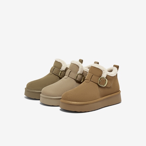 百思图2025冬季新款商场同款雪地靴时尚复古休闲女短靴N8082DD5