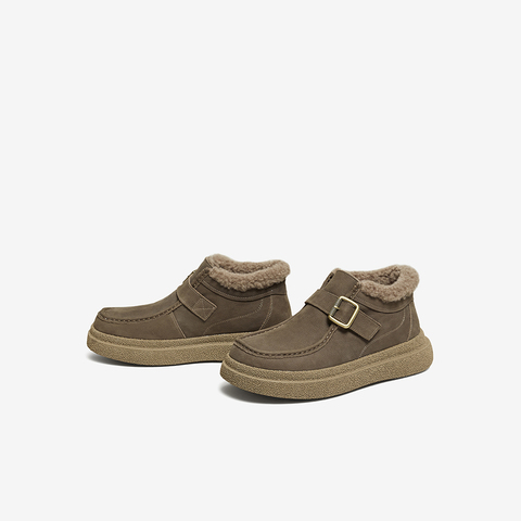 百思图2025冬季新款商场同款雪地靴时尚休闲加绒男短靴W2672DD5