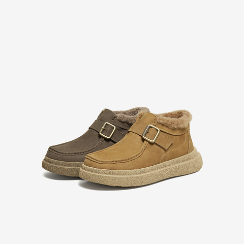 百思图2025冬季新款商场同款雪地靴时尚休闲加绒男短靴W2672DD5