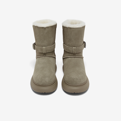 百思图2025冬季新款商场同款雪地靴时尚简约户外女中靴L2509DZ5