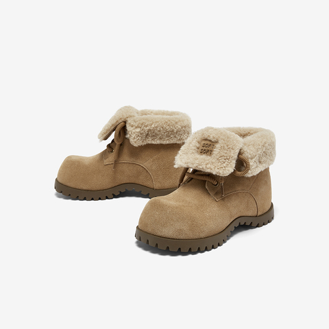 百思图2025冬季新款商场同款雪地靴时髦工装户外女短靴F1151DD5