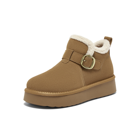 百思图2025冬季新款商场同款雪地靴时尚复古休闲女短靴N8082DD5